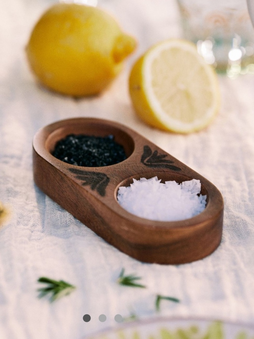 Anthropologie The Mediterranean Dish Acacia Wood Salt & Pepper Dish - NWT